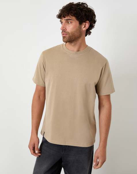 Threadbare Peached cotton short sleeve t-shirt in brown