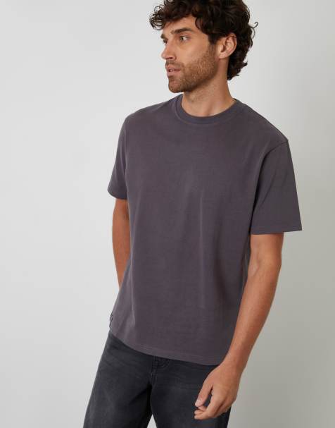 Threadbare Peached cotton short sleeve t-shirt in charcoal - view 1