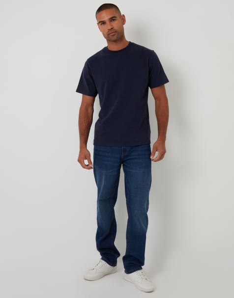 Threadbare Peached cotton short sleeve t-shirt in navy - view 1