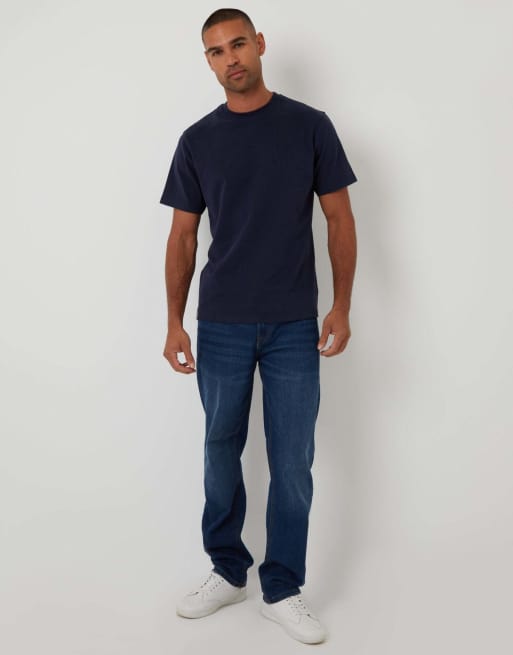 Threadbare Peached cotton short sleeve t-shirt in navy, 4 of 4