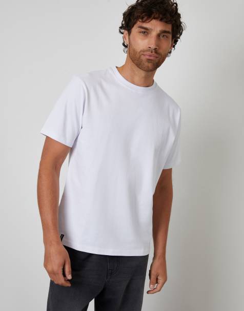 Threadbare Peached cotton short sleeve t-shirt in white