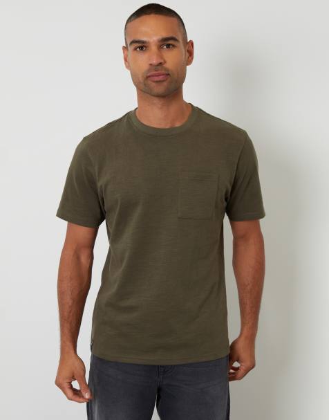 Threadbare Peached slub short sleeve t-shirt in khaki - view 1