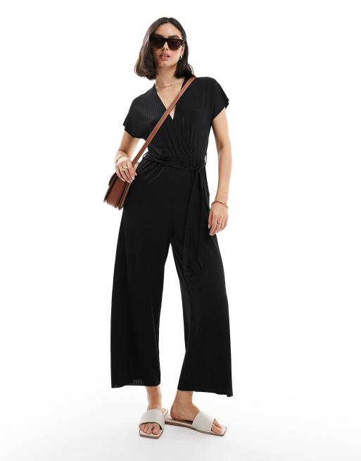 Threadbare Peony wrap jumpsuit in black