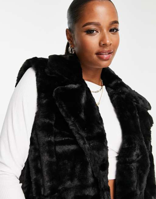 petite black fur gilet