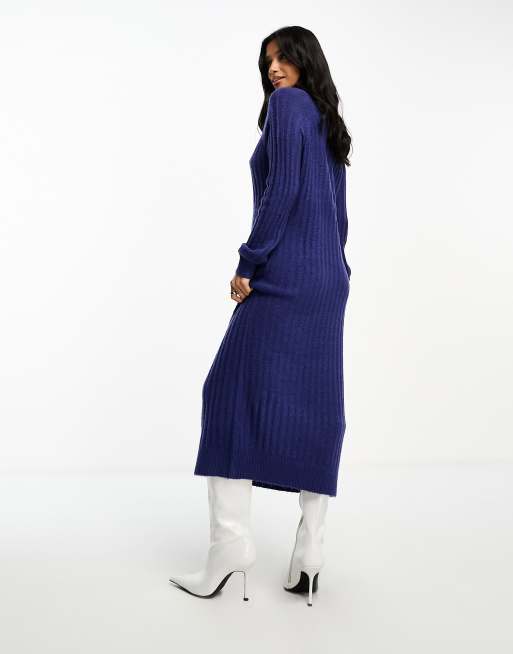 midi length jumper dress Bornite - Scoop Neck Plain Midi A-Line Jumper Dress