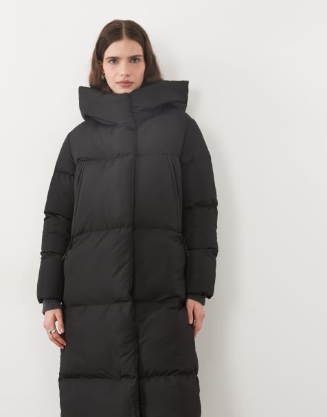 Threadbare Petite cappotto lungo imbottito con cappuccio e tasche anteriori nero - view 1