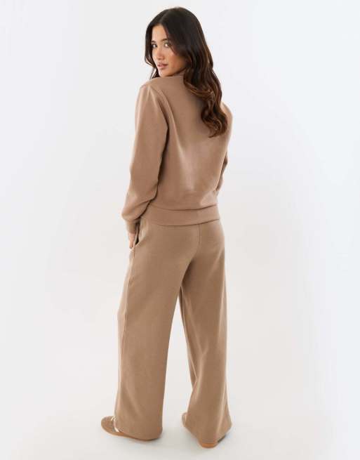 Threadbare Petite cardigan & jogger sweat set in mink brown, 2 of 5