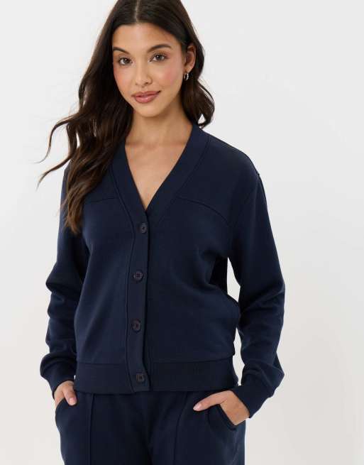 Threadbare Petite cardigan & jogger sweat set in navy, 3 of 5
