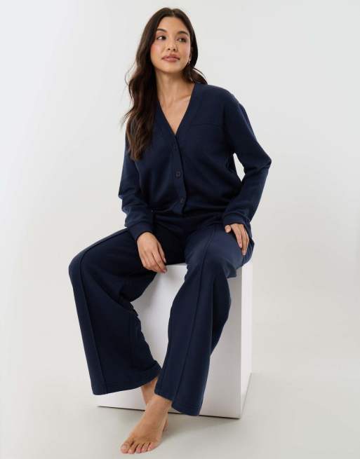 Threadbare Petite cardigan & jogger sweat set in navy, 5 of 5