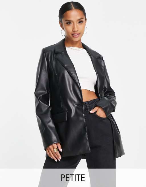 Threadbare Petite - Conker - Blazer van PU in zwart