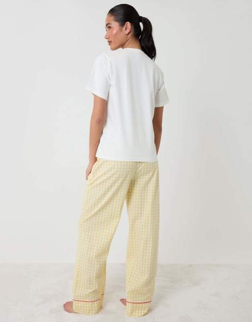 Threadbare Petite cotton banana farm print pyjama set in yellow, 2 of 5