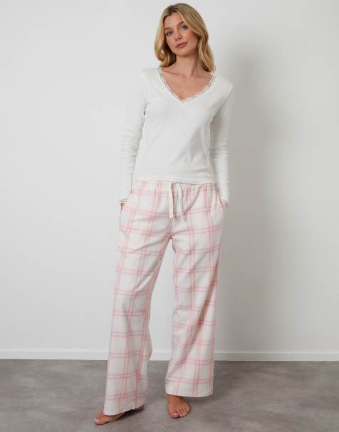 Threadbare Petite cotton long sleeve pyjama set in pink - view 1