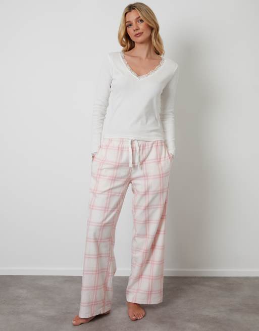 Threadbare Petite cotton long sleeve pyjama set in pink