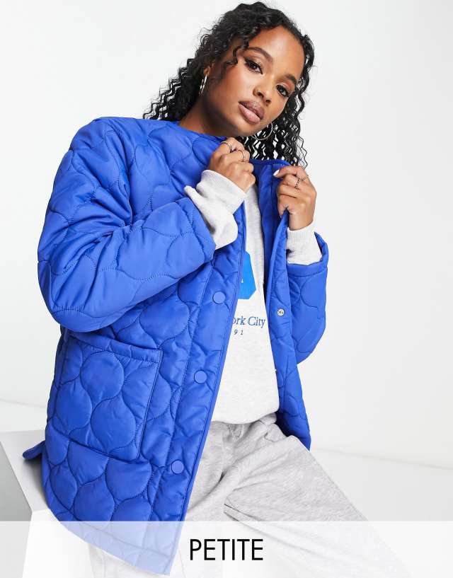 Threadbare Petite diamond quilted jacket in cobalt