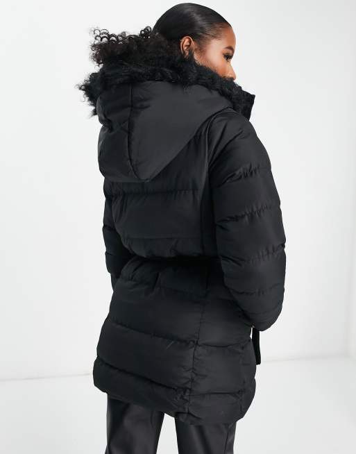 Threadbare parka coat with 2024 faux fur trim hood