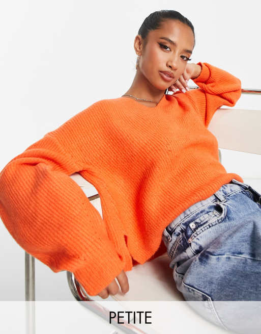 Threadbare Petite fluffy knit jumper in orange