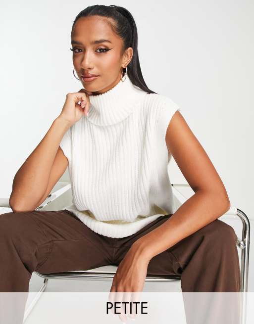 Threadbare Petite - Gotham - Hoogsluitende gebreide spencer in wit
