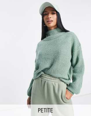 Threadbare Petite Grace roll neck jumper in sage green - ASOS Price Checker