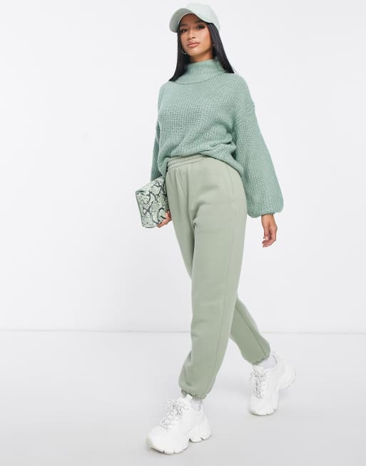 Threadbare Petite Grace roll neck jumper in sage green | ASOS