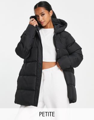 Petite Black Long Puffer Coat