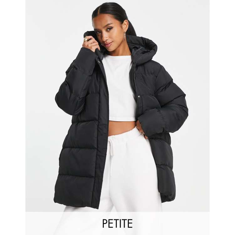 Black mid cheap length puffer coat