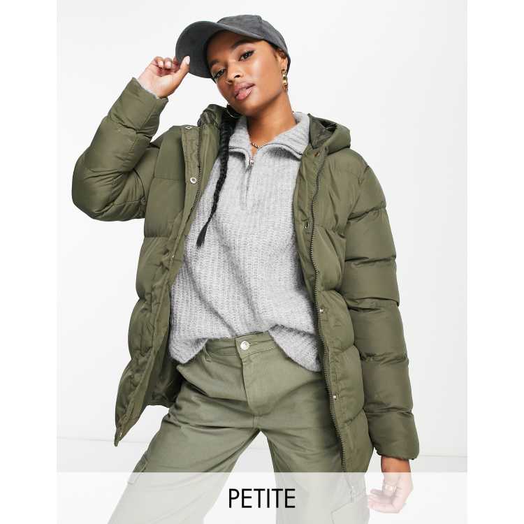 Khaki green puffer jacket hot sale women's