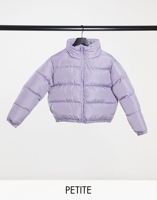Threadbare cropped puffer jacket in dusty lilac