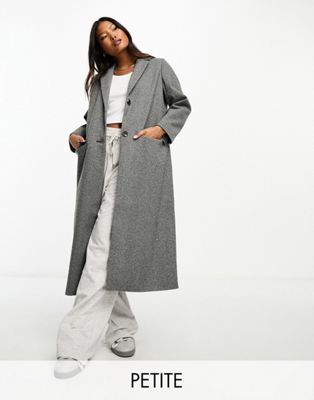 Threadbare Petite Krissy formal maxi coat in grey herringbone - ASOS Price Checker