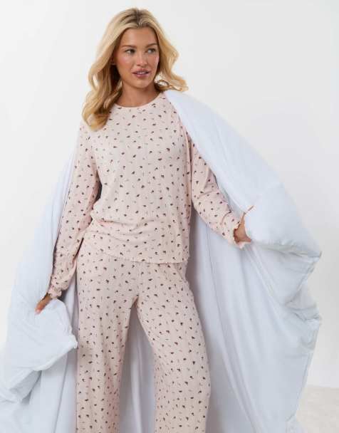 Threadbare Petite long sleeve & trousers pyjama set in dusky pink - view 1