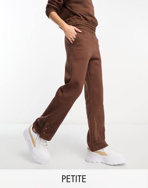 Threadbare Petite - Maddy - Joggers a pannelli marrone cioccolato con bottoni a pressione in coordinato - view 1