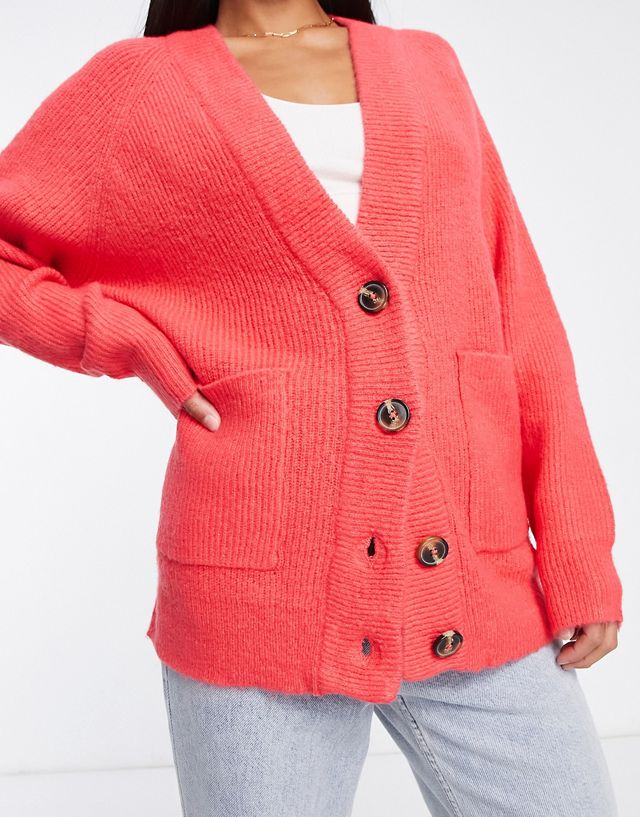 Threadbare Petite Michayla oversized cardigan in pink XV8935