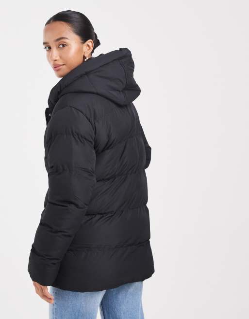Threadbare Petite – Mittellange Pufferjacke in Schwarz, 4 von 4