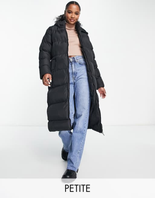 Threadbare Petite - Onyx - Lang 2 in 1 bodywarmer en gewatteerd jack in zwart