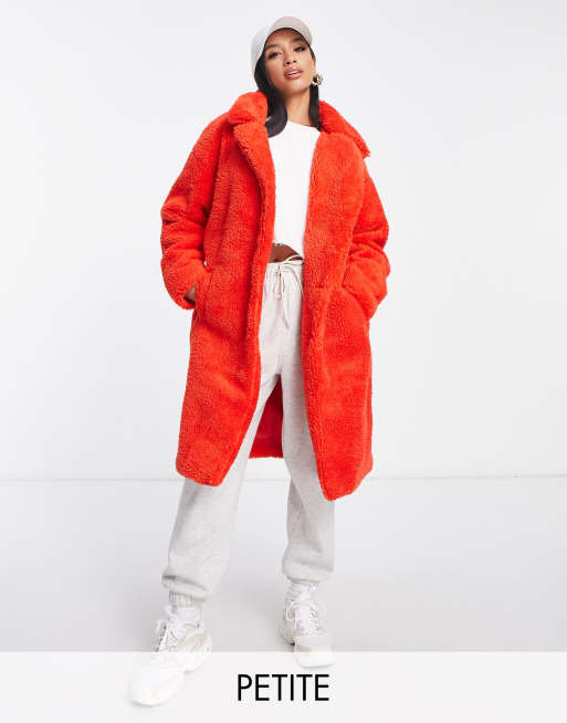 Asos red cheap fur coat