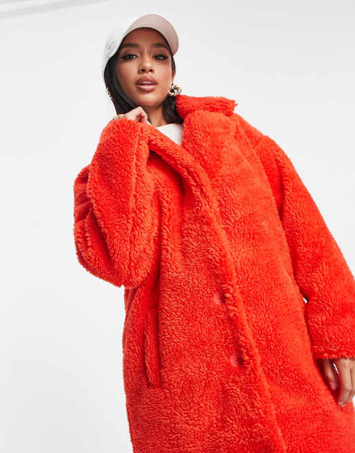 Red best sale teddy coat