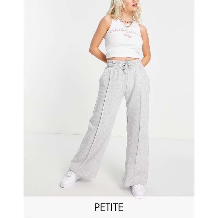 Threadbare Petite panelled wide leg joggers in grey marl