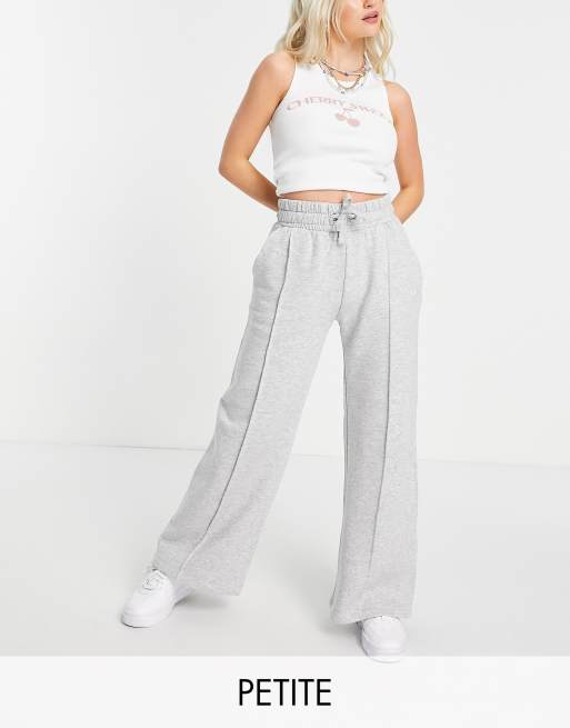 Threadbare Petite panelled wide leg joggers in grey marl | ASOS