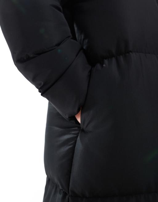 Threadbare Petite - Piumino lungo nero con cappuccio, 3 di 4