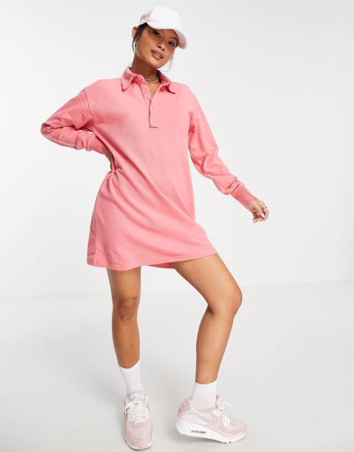 Threadbare Petite – Rosa långärmad miniklänning i pikéstil, 4 av 4
