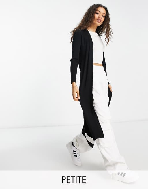 Threadbare Petite - Rosemary - Vest met lange pasvorm en gestrikte taille in zwart