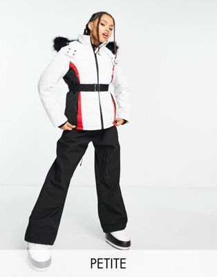 Threadbare Petite Ski puffer jacket with faux fur trim hood in white - ASOS Price Checker