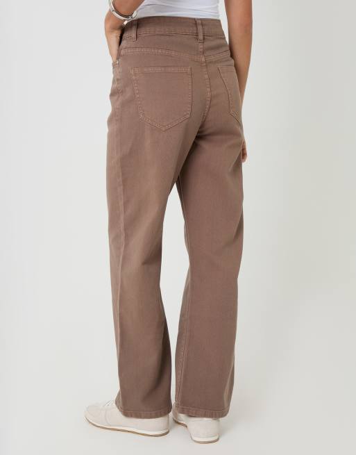 Threadbare Petite straight leg jeans in brown, 2 of 4