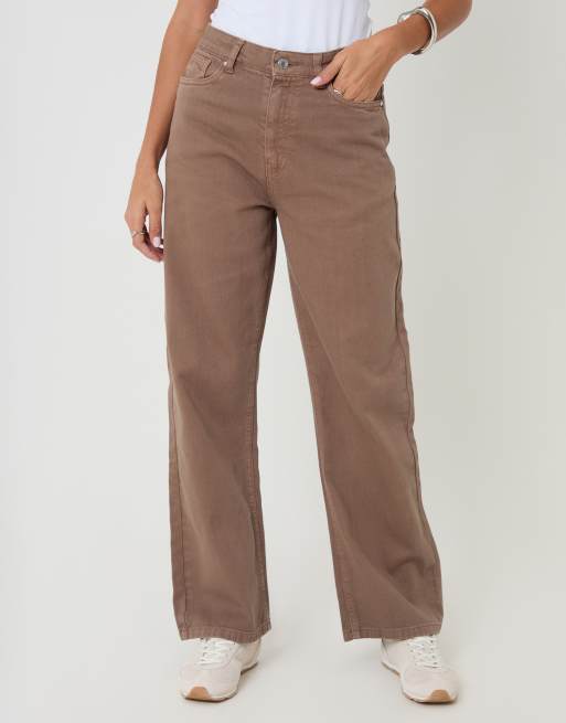 Threadbare Petite straight leg jeans in brown, 4 of 4