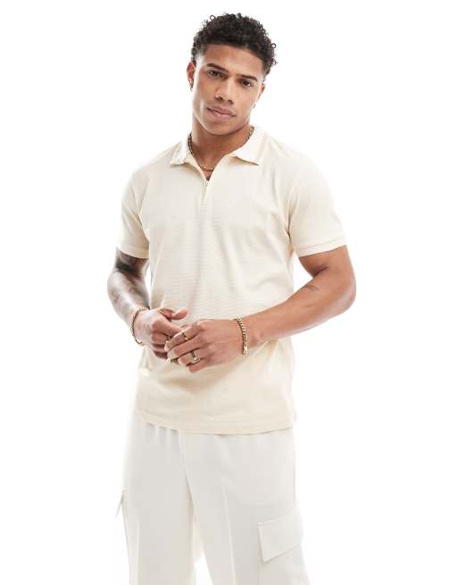 Threadbare – Pikee-Poloshirt in Beige