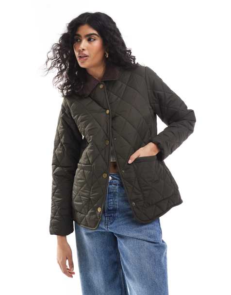 Threadbare – Pikowana kurtka w kolorze khaki z kontrastowym kołnierzem - view 1