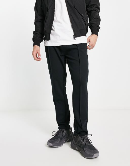 Threadbare pique pin tuck pants in black | ASOS