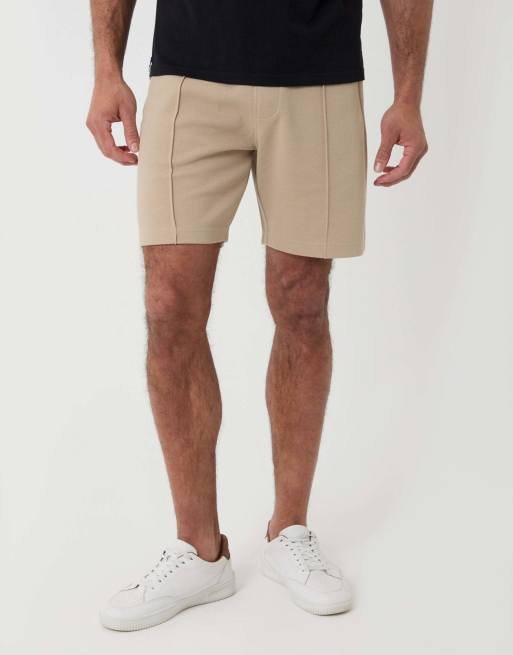 Threadbare Pique pleated sweat shorts in stone, 2 of 4