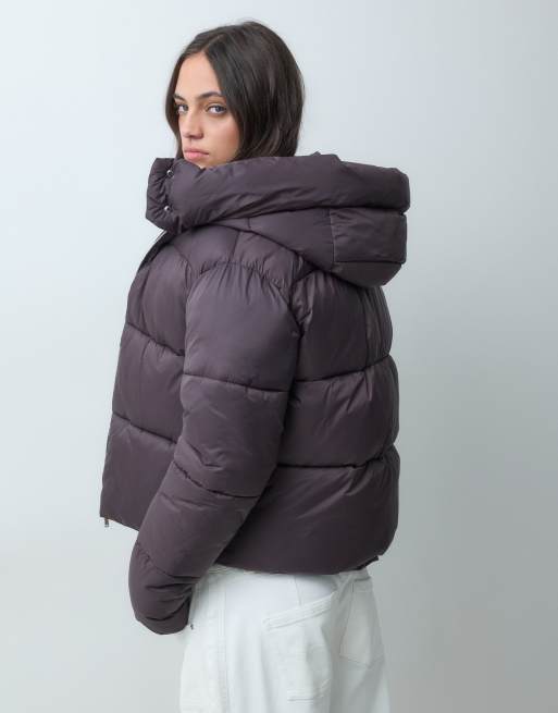 Threadbare piumino corto con cappuccio oversize marrone, 2 di 5