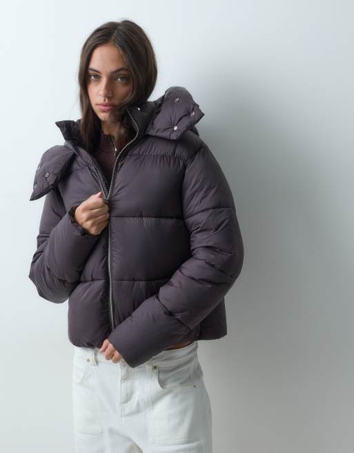 Threadbare piumino corto con cappuccio oversize marrone, 3 di 5