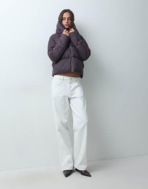 Threadbare piumino corto con cappuccio oversize marrone, 5 di 5